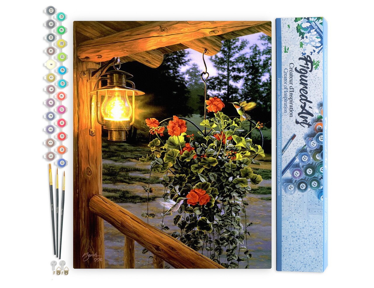 Figured'Art Paint by Numbers Kit for Adults Lantern under the porch 16"x20" - Craft Art Painting DIY Kit Rolled Canvas without frame